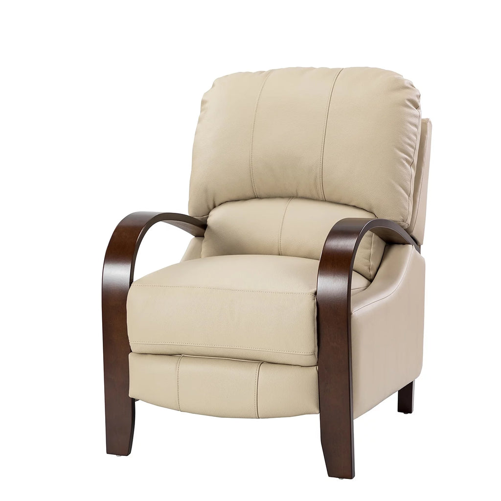 Grey Genuine Leather Manual Recliner O22597