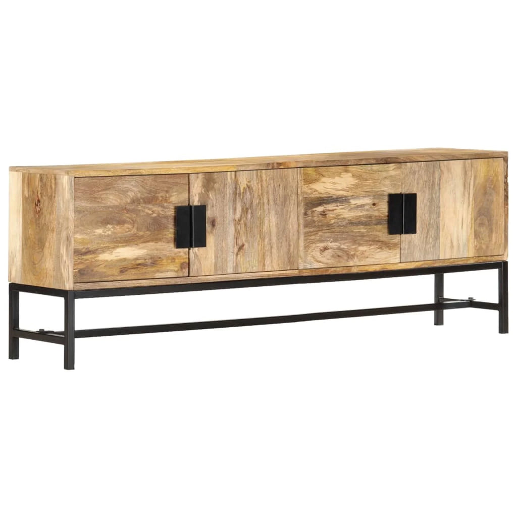 Mango Wood TV Cabinet with 4 Doors Steel Legs R664