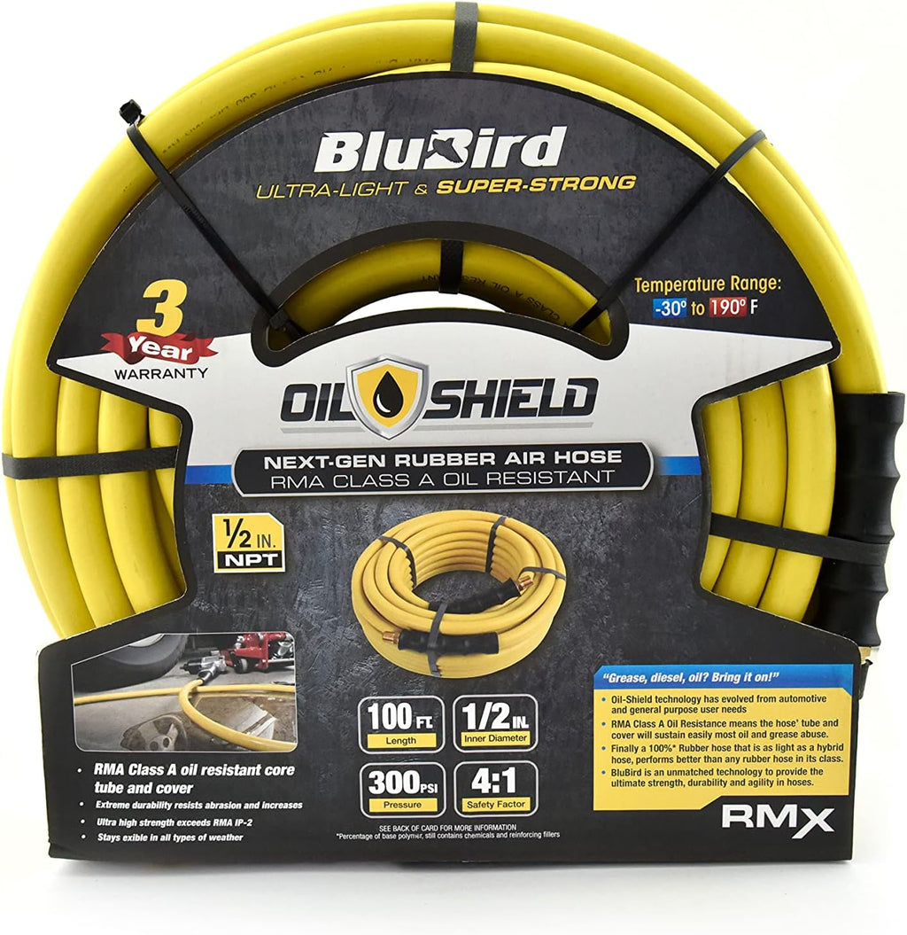 1/2" x 100' Class A Rubber Air Hose with Brass Fittings A74324