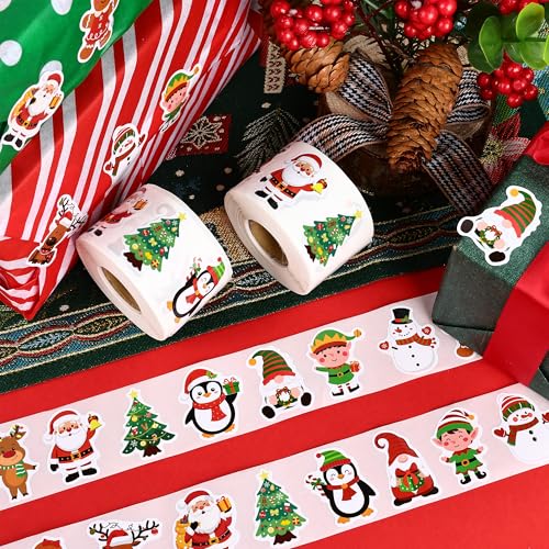 1200 Pcs Christmas Stickers Roll 1.5 Inch Self Adhesive 16 Designs V4518