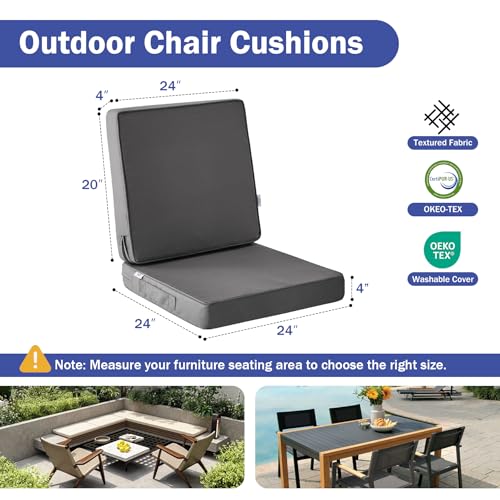 Outdoor Deep Seat Cushion Set 24 x 24 x 4 Inch Navy Blue R39862