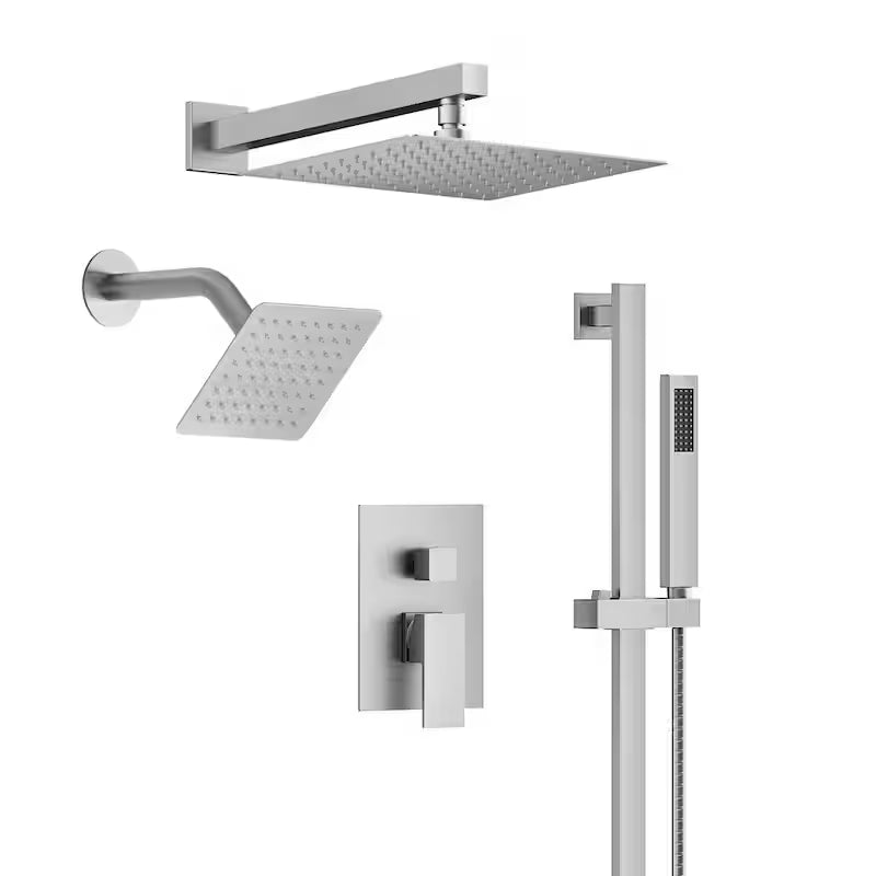 Wall Mount Dual Shower Heads and Handheld Shower Head 2.5 GPM Brushed Nickel E98209
