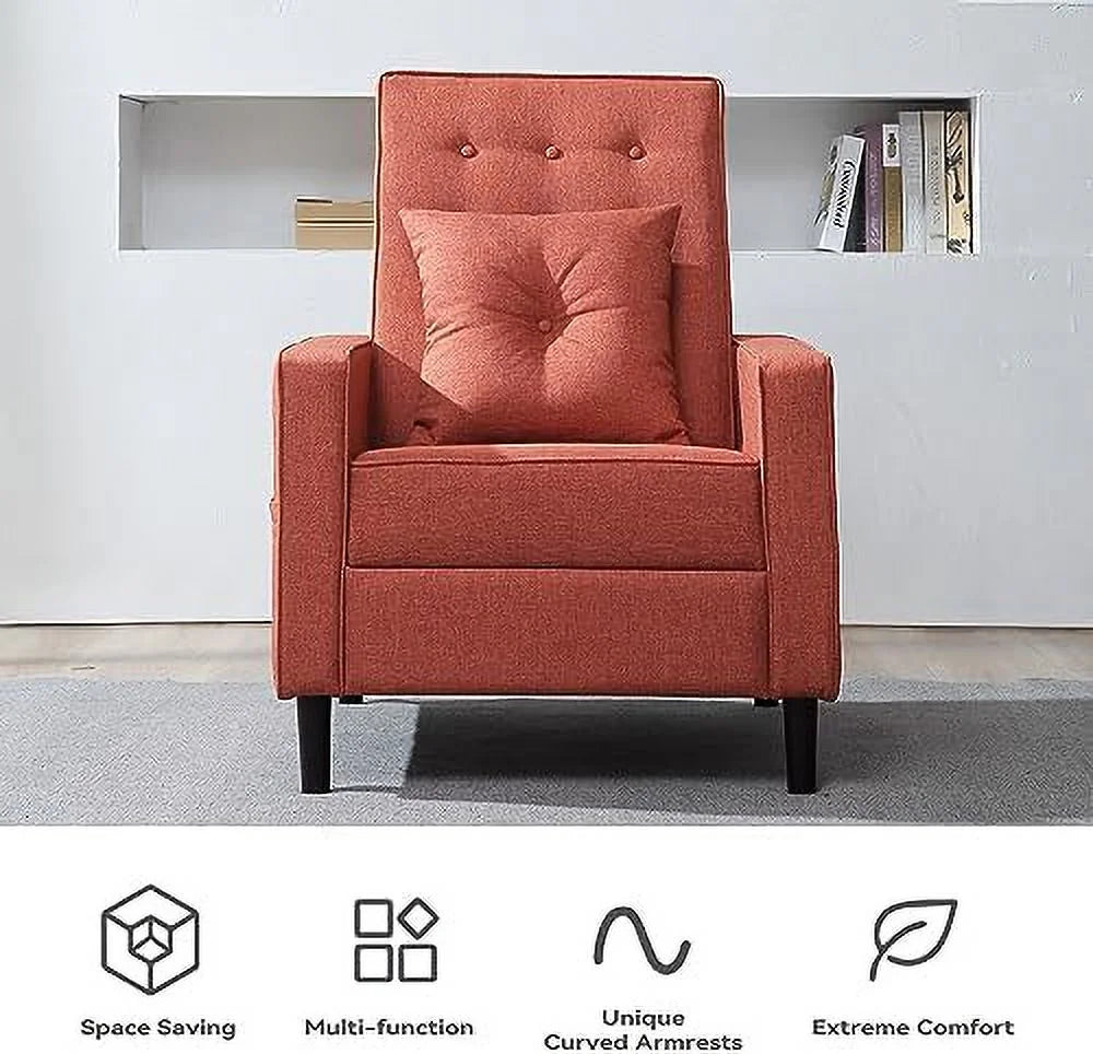 Push Back Recliner Chair Linen Dark Gray C551