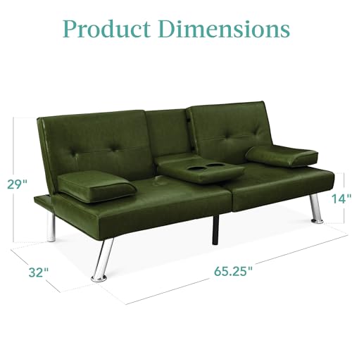Blue Faux Leather Convertible Futon Sofa Bed A7087