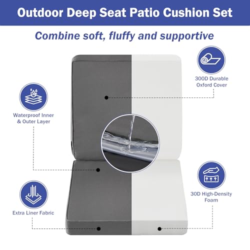 Outdoor Deep Seat Cushion Set 24 x 24 x 4 Inch Navy Blue R39862