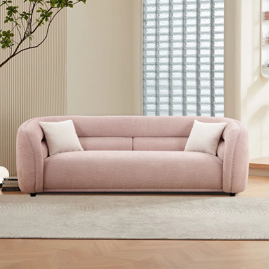 Pink 3 Seat Upholstered Curved Sofa F83019