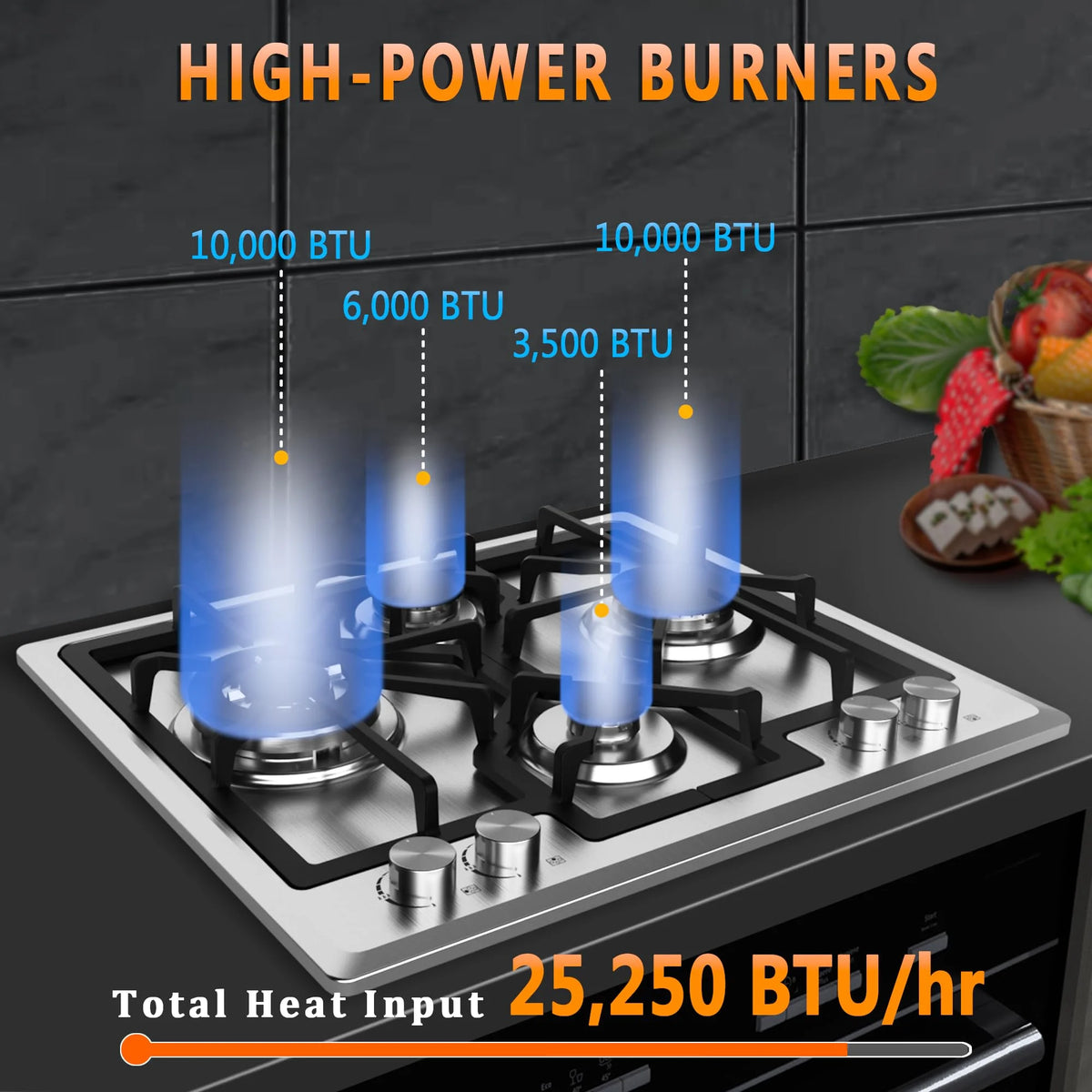 23 inch 4 Burner Stainless Steel Gas Cooktop T4620