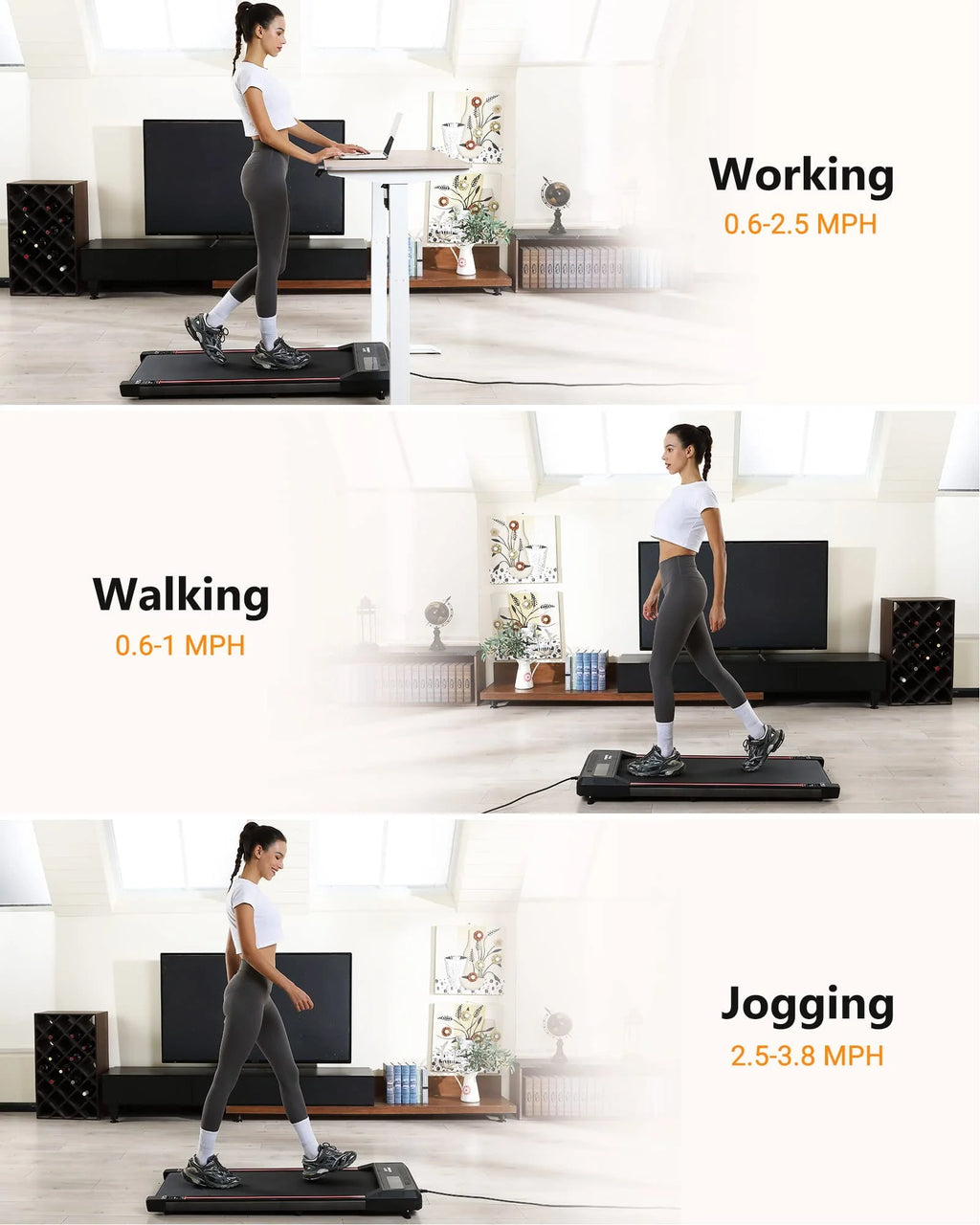 Black Portable Under Desk Treadmill K769556