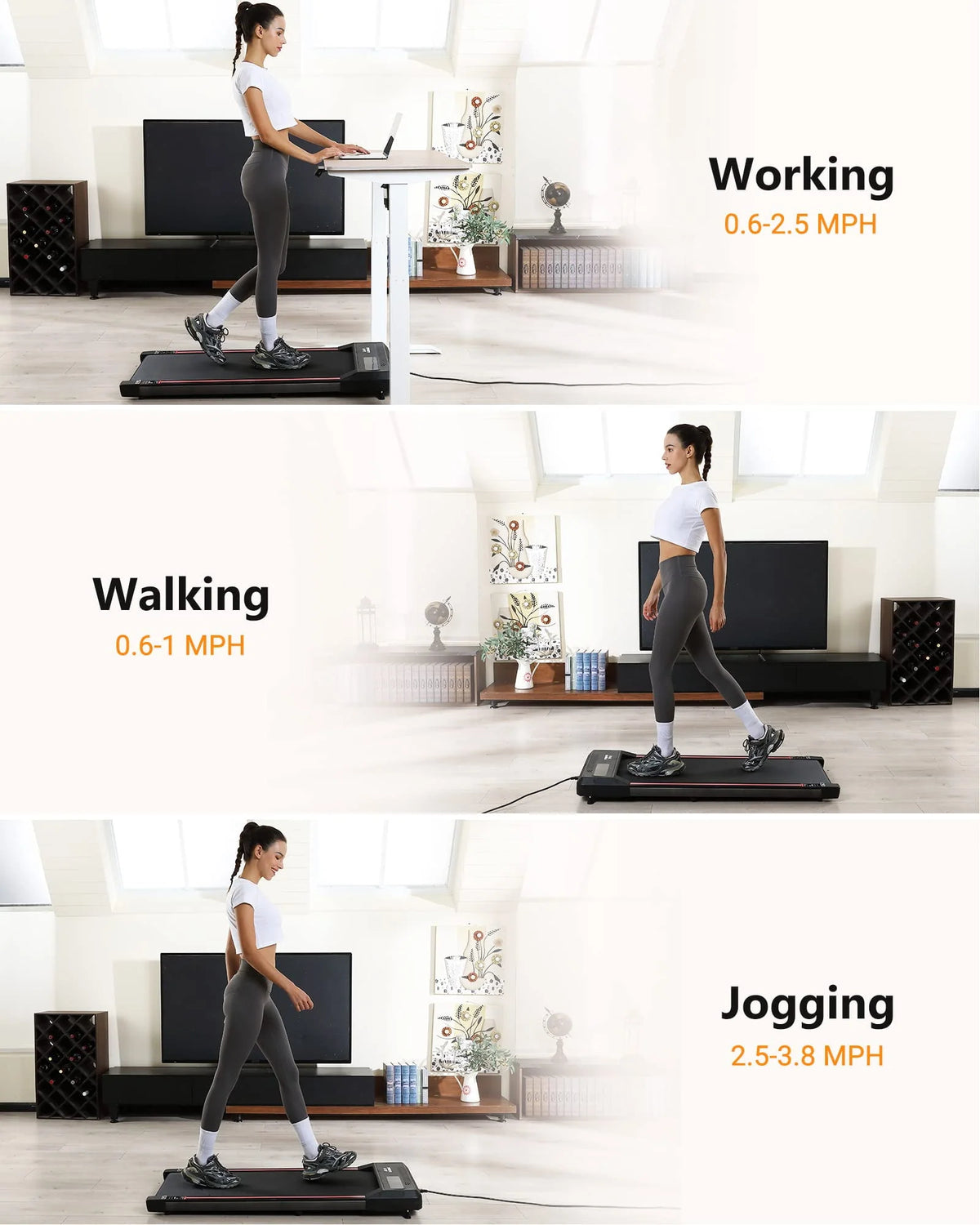 Black Portable Under Desk Treadmill K769556