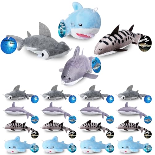 16 Sets Mini Shark Stuffed Animal Plush G834