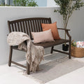 Brown Wood Grain Metal Garden Bench Z973