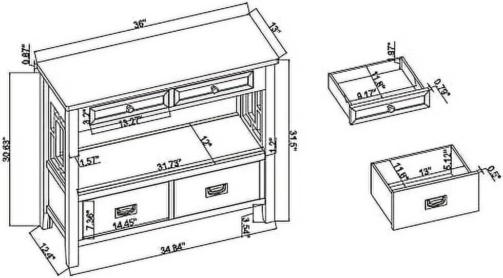 Green Wood Console Table with Drawers and Shelves L549248